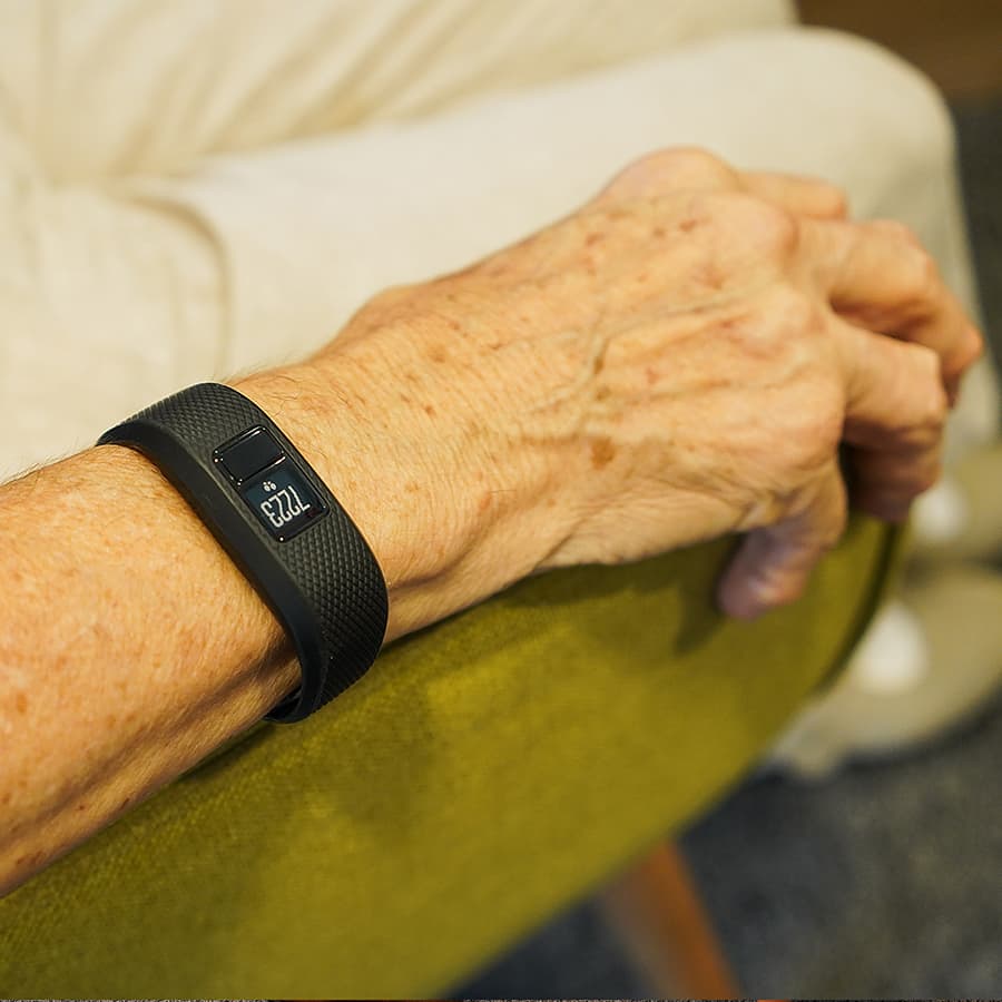 Patient wearing Fitbit